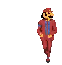 Pixel Art Man In Red Suit Holding Hand Up Sticker