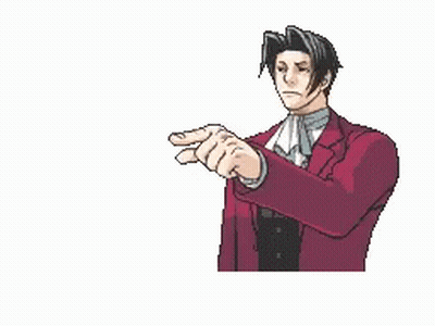 Pixel Art Man In Red Suit Pointing GIF