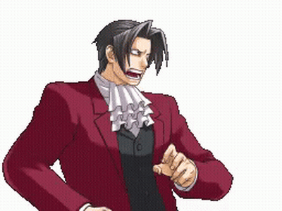 Pixel Art Man In Red Suit Pointing GIF