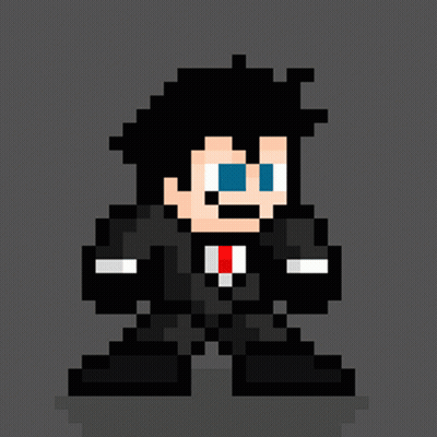 Pixel Art Man In Suit With Red Tie GIF