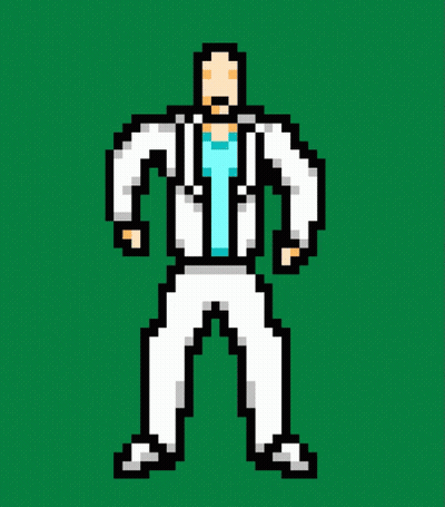 Pixel Art Man In White Suit And Blue Shirt GIF