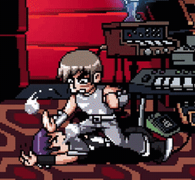 Pixel Art Man Laying On Floor With Keyboard GIF
