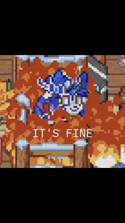 Pixel Art Man Laying On Ground Saying It's Fine GIF