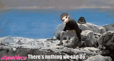 Pixel Art Man on Rock There's Nothing We Can Do