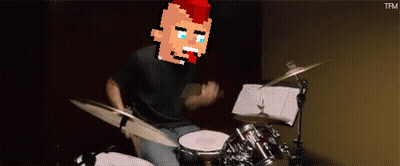 Pixel Art Man Playing Drums TFM GIF