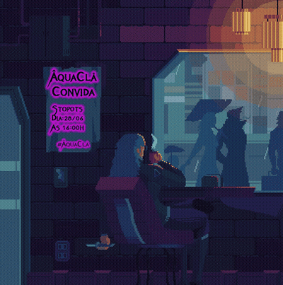 Pixel Art Man Sitting At Table Aquacla Convida GIF