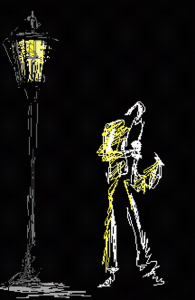 Pixel Art Man Standing Next To Lamp Post GIF