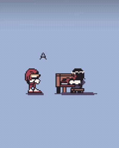 Pixel Art Man Standing Next To Woman Sitting GIF