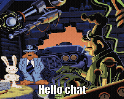 Pixel Art Man Talking To Rabbit Saying Hello Chat GIF