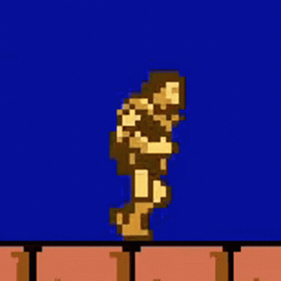 Pixel Art Man Walking On Brick Wall GIF
