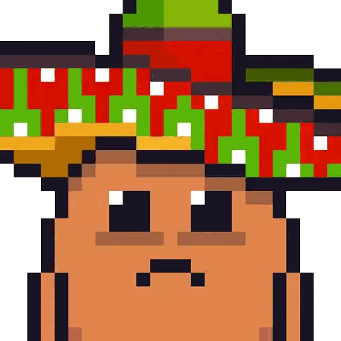 Pixel Art Man Wearing Sombrero With Sad Face Sticker
