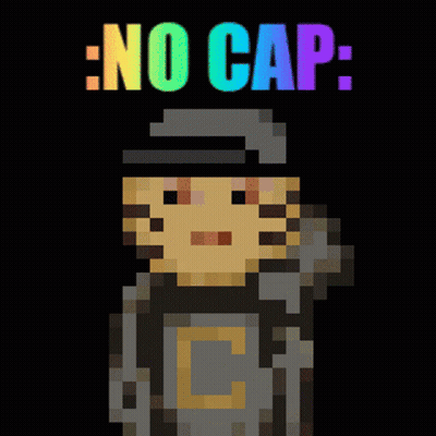 Pixel Art Man With Backpack Saying No Cap GIF