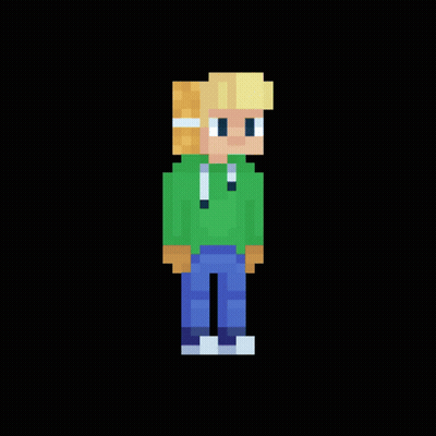Pixel Art Man With Blonde Hair In Green Hoodie GIF