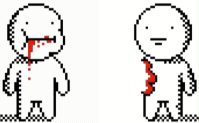 Pixel Art Man With Blood From Mouth And Broken Heart GIF