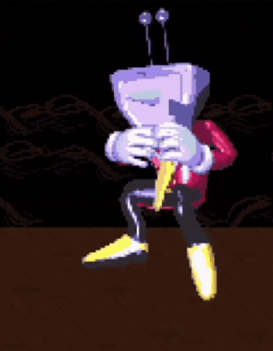 Pixel Art Man With Clock On Head Saying It's GIF