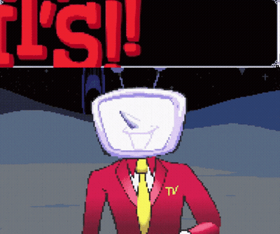 Pixel Art Man With Clock Saying It's GIF