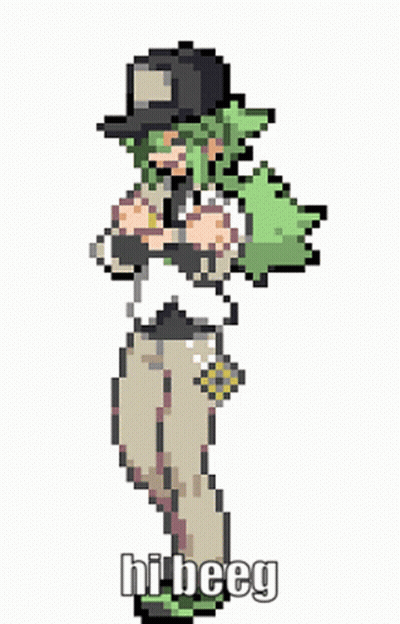 Pixel Art Man With Green Hair Saying Hi Beeg GIF