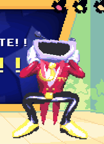 Pixel Art Man With Helmet Saying Te GIF
