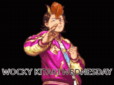 Pixel Art Man With Mohawk Saying Wocky Kitaki Wednesday GIF