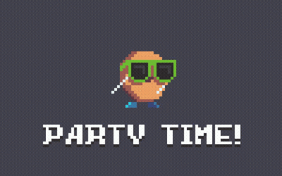 Pixel Art Man With Sunglasses And Headphones Saying Party Time GIF