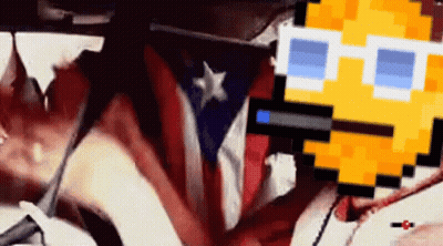 Pixel Art Man With Sunglasses In Front Of Flag GIF