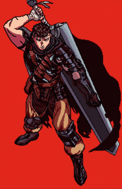 Pixel Art Man With Sword And Shield GIF