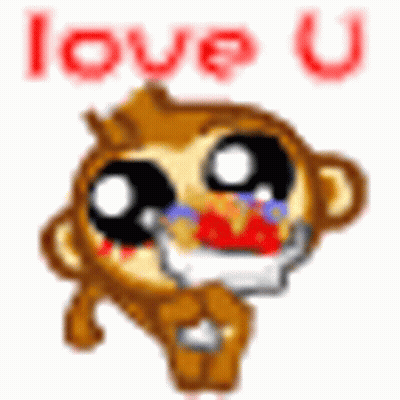 Pixel Art Monkey Crying I Love U GIF