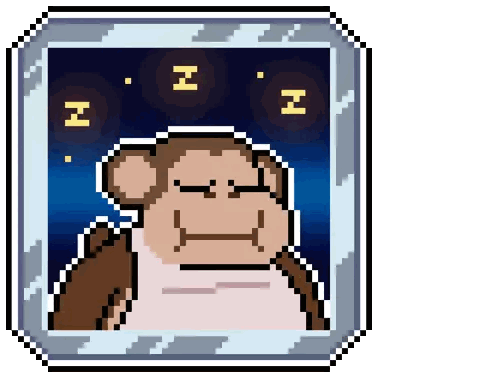 Pixel Art Monkey Sleeping With Z Sticker