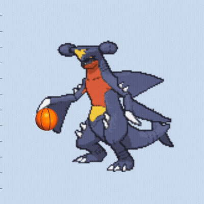 Pixel Art Monster Holding Basketball GIF