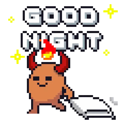 Pixel Art Monster Saying Good Night Sticker