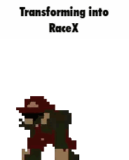 Pixel Art Monster Transforming Into Race X Sticker