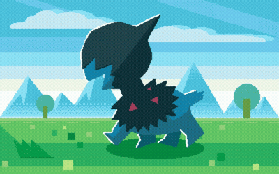 Pixel Art Monster Walking In Grass GIF