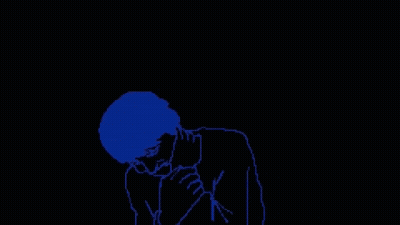 Pixel Art Monster White Face Red Background GIF