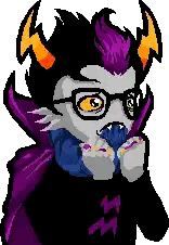 Pixel Art Monster With Glasses And Purple Cape Sticker