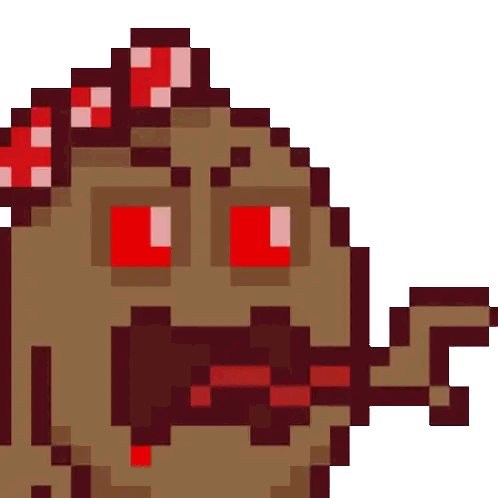 Pixel Art Monster With Red Eyes And Bow Tie Sticker