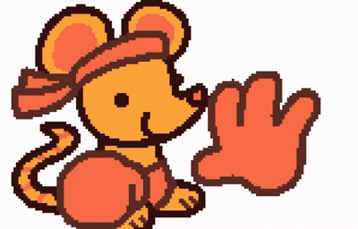 Pixel Art Mouse Wearing Red Hat GIF