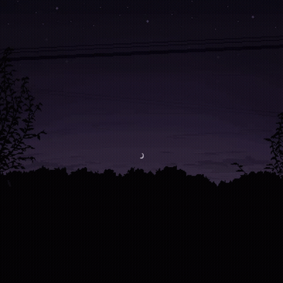 Pixel Art Night Sky With Crescent Moon GIF
