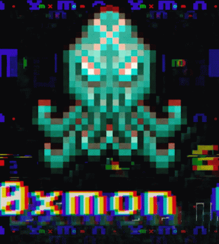 Pixel Art Octopus With Demon GIF