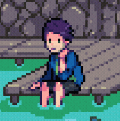 Pixel Art Of A Person Sitting On A Dock GIF