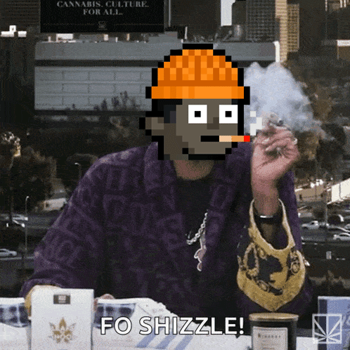 Pixel Art Of Man Smoking Cigarette With Fo Shizzle GIF