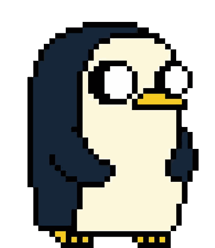Pixel Art Penguin With Black Head And Yellow Beak Sticker