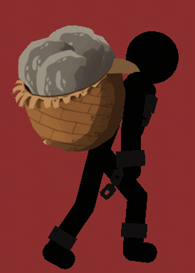 Pixel Art Person Carrying Large Basket GIF