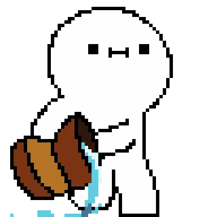 Pixel Art Person Holding Brown Object Sticker