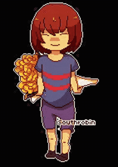 Pixel Art Person Holding Flowers GIF