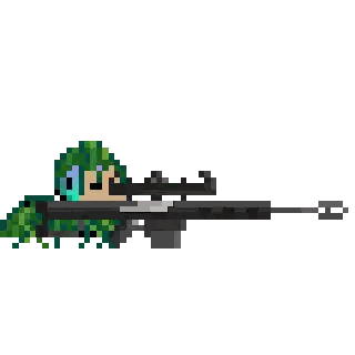 Pixel Art Person Holding Rifle Sticker