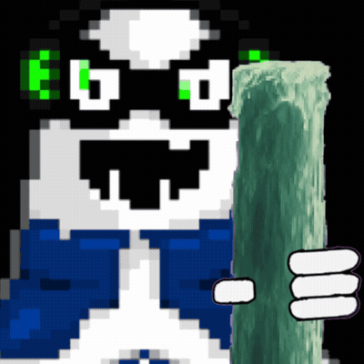 Pixel Art Person Holding Wooden Stick