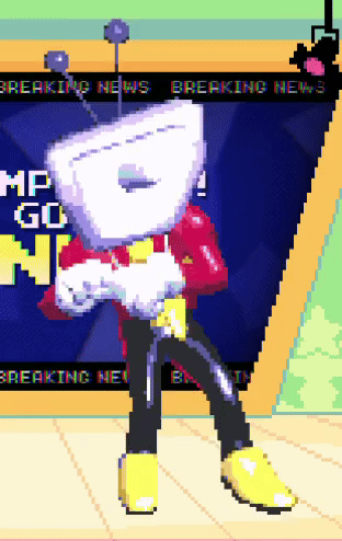 Pixel Art Person In Front Of Breaking News Screen GIF