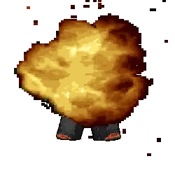 Pixel Art Person In Front Of Explosion Sticker
