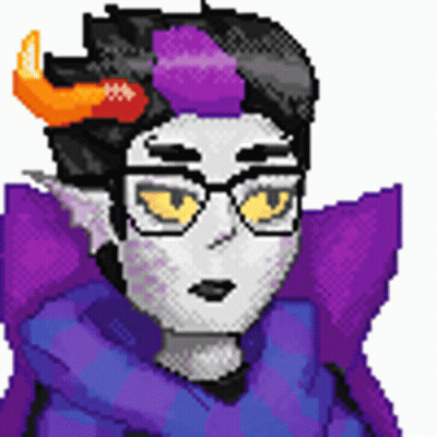 Pixel Art Person In Glasses And Purple Cape GIF