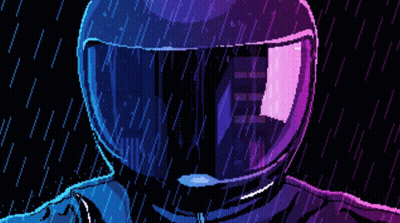 Pixel Art Person In Rain Helmet Sunglasses GIF